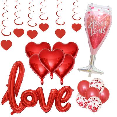 China Promotional Toy Valentines Day Balloon Bouquet Heart Shape Foil Balloons Kits For Birthday Wedding Party Decoration for sale