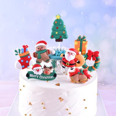 China Toy New Santa Claus Xmas Gift Ornaments Cute Snowman Santa Tree Cake Toppers Decorating Cake Accessories Cottage for sale