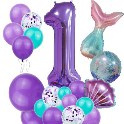 China Toy Mermaid tail balloon theme party promotional decorations number balloons birthday party children's birthday cartoon balloon for sale