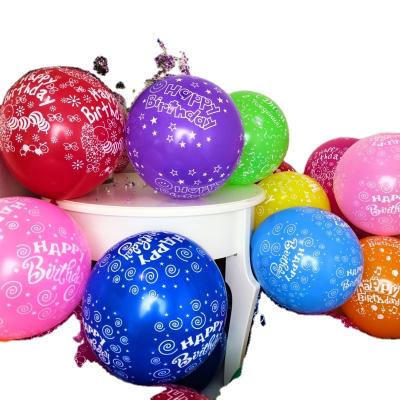 China Morden Printed Happy Birthday Balloon 12inch 100pcs Mix Color Latex Party Multicolor Latex Balloons for sale