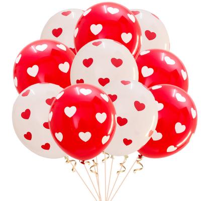 China Promotional Toy Heart Balloon 12 inch red white heart pattern latex balloons for Valentine's Day wedding or birthday party decoration for sale