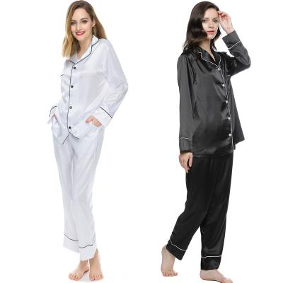 China QUICK DRY Bridal Pajamas Satin Silk Pajamas Set Women Sleepwear Set Long Sleeves Pajamas Set for sale