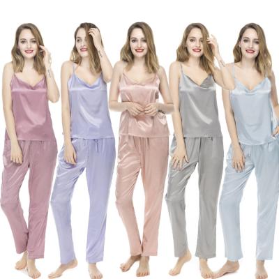 China Sexy QUICK DRY Sleeveless Satin Pajamas Sets Nightgowns Sleepwear Nightgowns for Women Ladies and Girls for sale