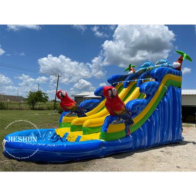 China Wholesale 15ft Large 0.55mm PVC Tarpaulin Parrot Slide Plato The Big Kids Double Slide Inflatable Water Slide With Pool For Sale for sale