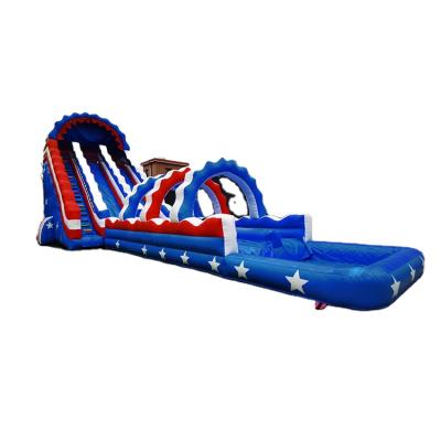 China First Class Plato PVC American Flag Water Slide Long Giant Inflatable Slip n Slide Inflatable Water Slide For Adult for sale