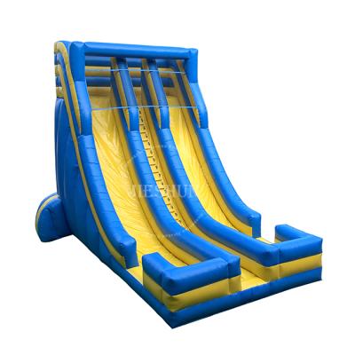 China Plato PVC Tarpaulin PVC Tarpaulin Double Slide 8m Outdoor Funny Game Big Blue Huge Inflatable Kids Inflatable Dry Slide For Sale for sale