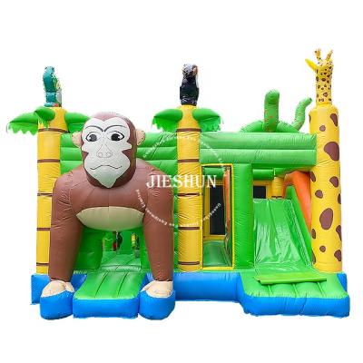 China Hot selling PVC customized 16.4*18ft inflatable sports games jungle theming house bouncy orangutan inflatable jumping castle for sale for sale