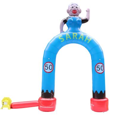 China Advertising And Event Promotion.......Factory Promotion 4mh Inflatable Cartoon Character Arch Sarah Abraham For Outdoor Advertising for sale