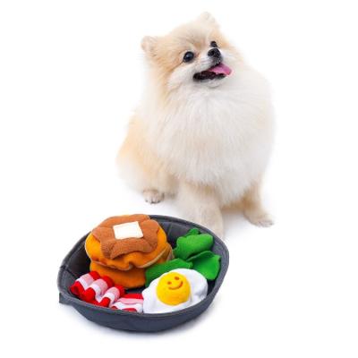 China Viable Breakfast Funny Lard Simulation Pet Nosework Toy Pet Dog Sniffer Squeaker Protection for sale