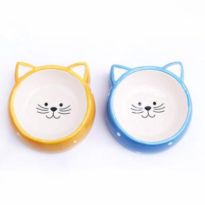 China Sustainable Eco Friendly Ceramic Pet Cat Bowl Pet Water Food Feeder for sale