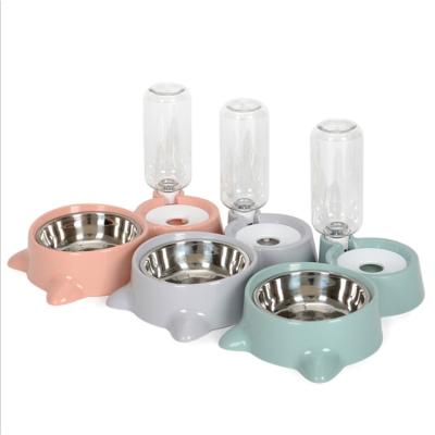 China Automatic Pet Water Feeder Pet Dispenser Automatic Double Bowls Cat 2 In 1 Bowl for sale