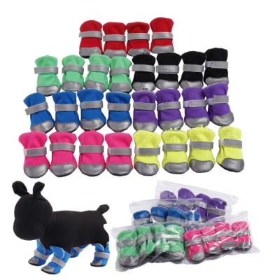 China Durable Breathable Pet Soft Boots Shoes PU Leather Pet Shoes Reflective Dog Paw Shoes For All Season for sale