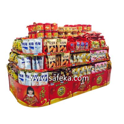 China Walmart Corrugated Retail Floor Displays,Supermarket Happy New Year Gift Sets Displays for sale