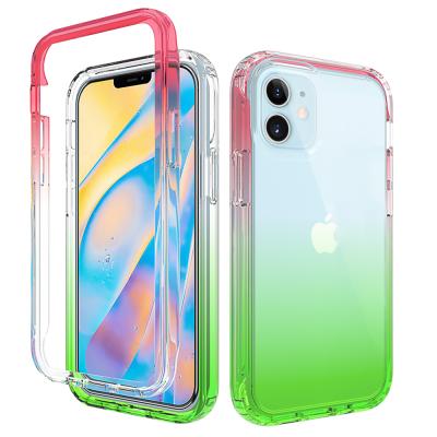 China Simple And Fashion For Iphone 12 Mini Ultra Slim Double Color Gradient TPU Shockproof Soft Bumper Phone Case for sale