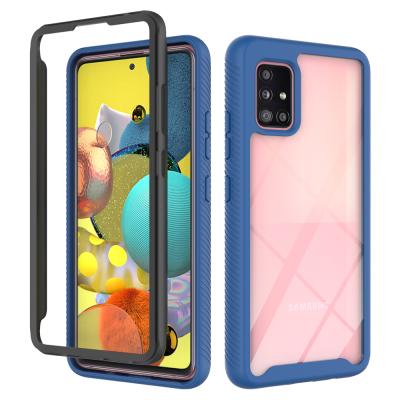 China Fashion 2 in 1 Armor Acrylic TPU Phone Case For Samsung A11/A21/A31 Anti Kick Mobile For Samsung Galaxy A21 Cover for sale