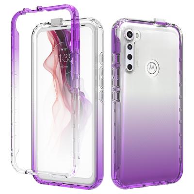 China Drop Protection Gradient 360 Full Cover Case For Moto One Fusion Plus Transparent PC and TPU Mobile Phone Protector Case for sale