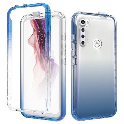 China Drop 360 Protection Full Gradient Cover Transparent Shockproof Case For Motorola One Plus Fusion for sale