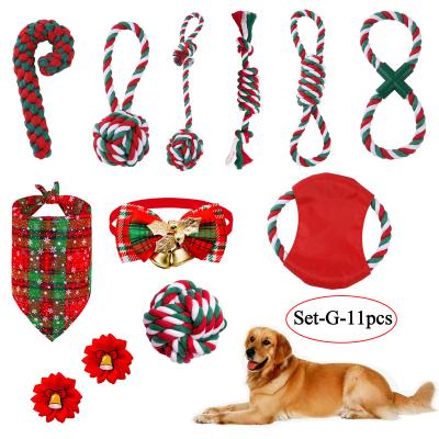 China Sustainable 11 pcs pet puppy toys gift set ball rope and chew pet christmas rope toys pet chew toys for sale