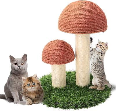 China Viable Mushroom Cat Scratching Post Covered with Natural Sisal Cat Scratching Post Rope for sale