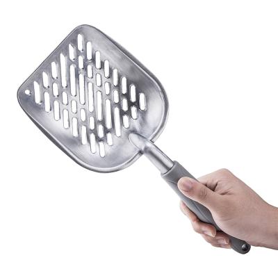 China Stocked Cat Litter Scoop Solid Aluminum Alloy Strainer Deep Shovel With Long Handle for sale