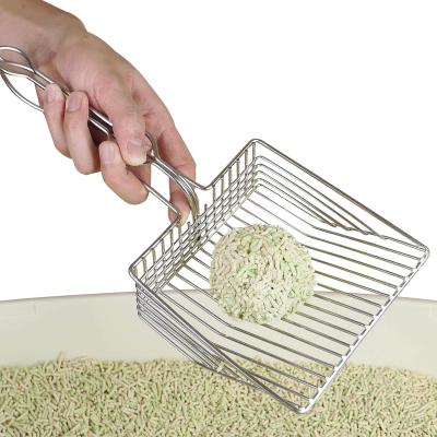 China Quick Sifting Metal Stocked Cat Litter Scoop Stainless Steel Cat Litter Scooper with Deep Shovel Durable Cat Poop Scooper for sale