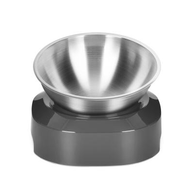 China Hot Selling Viable Pet Cat Stainless Steel Single Bowl with Black Base for Pet Food and Pet Waterer Bowl for sale