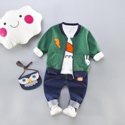 China Wholesale Autumn Antibacterial Baby Clothes 3 Pieces Carrot Baby Clothes Sets Children Clothes 1-3 Ages for sale