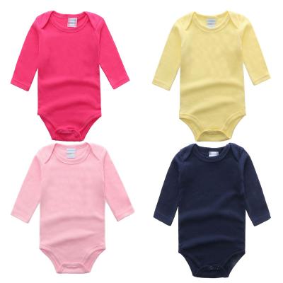 China Skin-Friendly Baby Clothes Newborn Clothes Autumn Long Sleeve Solid Color Pure Cotton Baby Romper Romper Overalls for sale