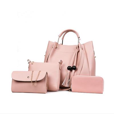 China ENGLAND STYLE china manufacture tassel handbags set for women women handbags 4pcs in one set for sale