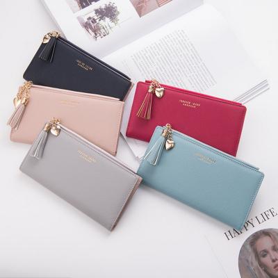 China Wholesale Card New Design PU Wallet Love Tassel Leather Wallet Good Lady Wallet for sale