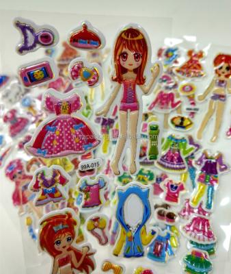 China Changeable Apparel Top Selling Excellent Quality 3d Cartoon Characters Foam Puffy Sticker for sale