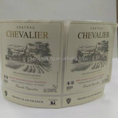 China Waterproof Printed Wine Label With Embossing Paper for sale