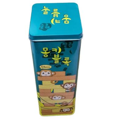 China Recyclable Customized Timber Tower Wood Black Jenga Playing Game Tin for sale