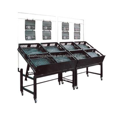 China Single sided two tier fruit and vegetable rack, supermarket equipment, fruit vegetable display rack for sale