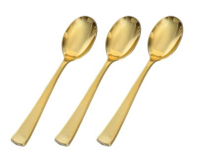 China Disposable Disposable Silverware Polished Silver Plastic Premium Heavy Gold Coated Plated Cutlery Cutlery for sale