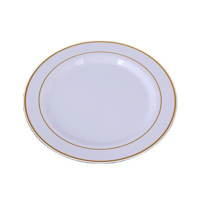 China Wholesale Disposable Premium Golden Plastic Dinner Plate Wedding Plates Disposable Tableware for sale