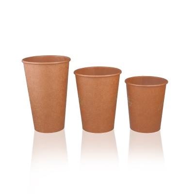 China Brown Packaging Disposable Coffee Cup Single Wall Disposable Paper Hot Tea Cups for sale