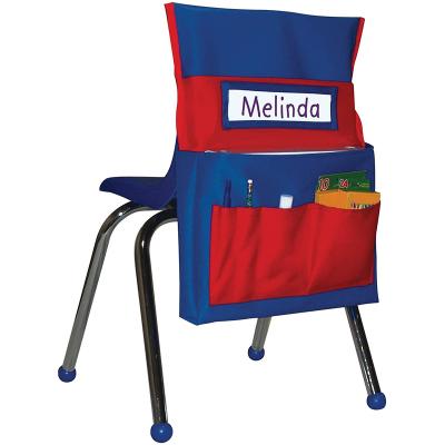 China Portable Blue And Red Office Chair Back Seat Organizer With 6 Pockets For Classroom Supplies, Student Name Tag With Pocket for sale