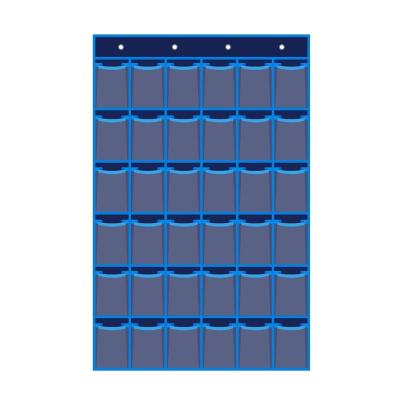 China 36 Pockets Viable Blue Cell Phone Bag Hanging Wall Classroom Numbered Chart Wall Hanging Organizer with Four Hooks for sale