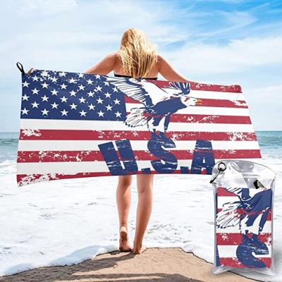 China Best Selling Popular Microfiber Printed Soft Lady Omni-dry Design Beach Towel USA America Beach Towel for sale