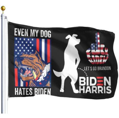 China My 3x5 Ft Flying Dog Even Hates Biden Flags Durable Outdoor Banners for sale