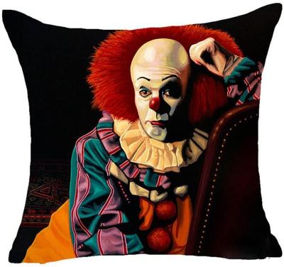 China Vivid colors & Clear Picture Tile Covers Cartoon Colorful Design Funny Cotton Linen Scary Clown Decorative Square Pillowcases Cover for sale