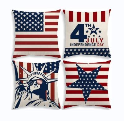 China Vivid colors & Clear Image USA Independence Day July 4th Printed Home Decorative Sofa Couch Throw Pillow Cushion Cotton Canvas Cover for sale