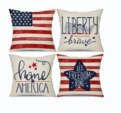 China Vivid colors & Patriotic 4th July Decorations Independence Day Decor Clear Home Square Picture American Flag American Flag Pillow Case for sale