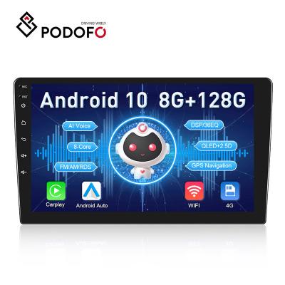 China GPS Podofo 8 Core 8+128G AI Voice Android Car Radio 8 10.0 8 9