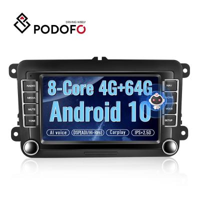 China Podofo GPS Podofo Core Android Car Radio 4+64GB 8 7