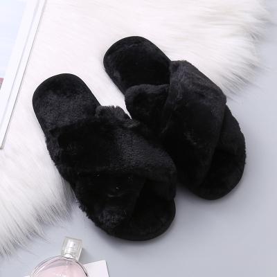 China 2021 Fashion Trend Women's Furry Sandals Plush Fur Platform Sandals Fur Slippers Women's Shoes Slides for sale