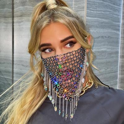 China Popular Custom Made Black Women Crystal Maskes Washable Reusable Fashion Rhinestone Diamond Bling Face Maskes For for sale