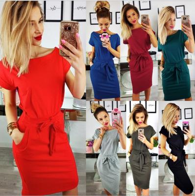 China Wholesale Fashion Solid Color Women Casual Dress Designs Ladies Dresses Anti-static Summer for sale