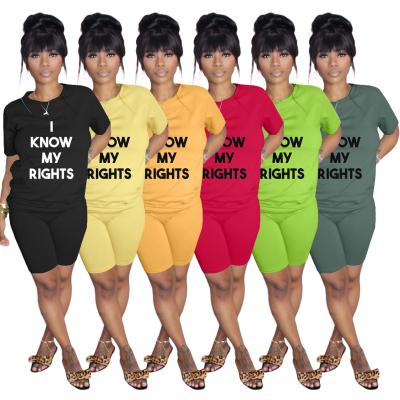 China Wholesale Breathable Casual Fashion Women Suit Letter T-shirt Two Set Women's Summer Dresses Ladies Women 2021 for sale